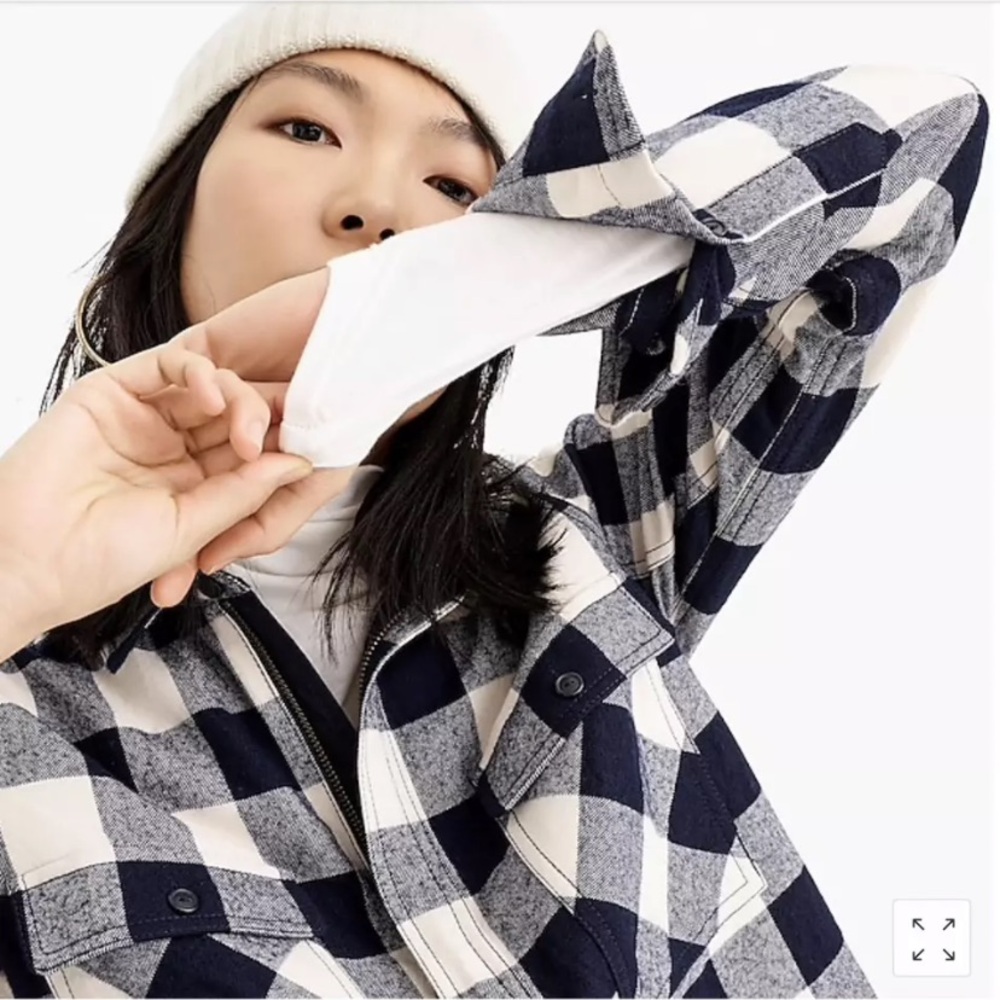 J. CREW Buffalo Plaid check Flannel Shirt Jacket Size XS Blue